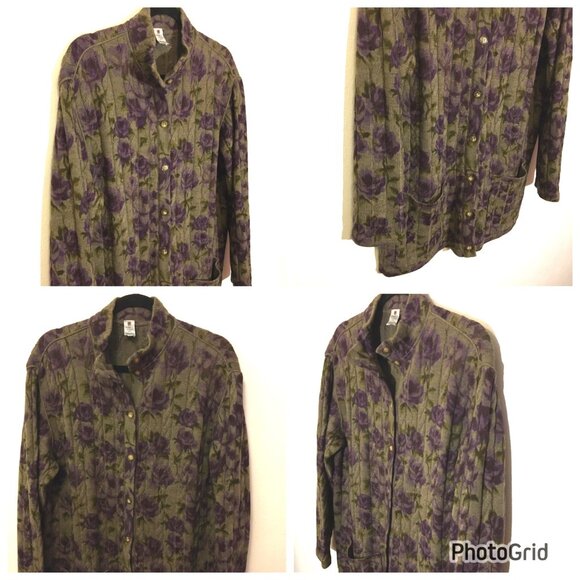 Vintage 80s Ungaro Italian Knit Button Front Cardigan Beautiful Floral Roses (2) - Picture 5 of 16